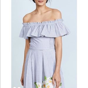 ISOLDA striped cropped off shoulder top